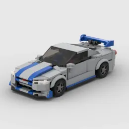 Blocchi MOC Brick Nissan GTR R34 Racing Sports Vehicle Champion Champion Building Building Buildings Buildings Technology Garage Garage for Boys Regalo