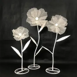 Organza Made Made Poppy Big Flower Wedding Road Guide Chrysanthemum Diy Janela de festa 50cm60cm70cm 240419