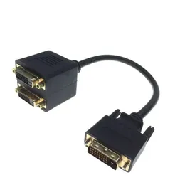 جديد 2024 1x2 DVI Splitter Adapter Cable 1-DVI Male to DVI24+1 Female 24K Gold Connector for HD1080P HDTV Projector PC Cable- DVI Cable