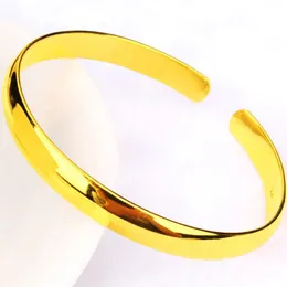 Slät manschett Bangle Plain 18k Yellow Gold Filled Simple Style Classic Womens Bangle Armband Gift SMycken 60mm Dia209R