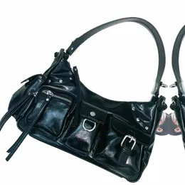 moto & Biker Bags For Women Luxury Designer Handbags And Purses 2023 New In PU Vintage Multiple Pockets Medium Underarm Shoulder 30zO#