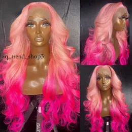 Perruque Pink Full Lace Pront Pront Wigs شفافة HD Body Wave Wig Natural Hairline محاكاة الشعر البشري للشعر البشري للنساء 687