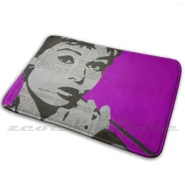 Tappeti Audrey (Pink) Morbina MAPT Porta Non slittata Assorbimento di acqua tappeto Hepburn Stencil Book Pages pagine