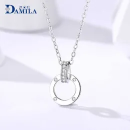 高品質の豪華なネックレスDamila Mobius Ring for Womens 925純粋なシンプルシンプルマイクロインライド襟付きのインターロックペンダント