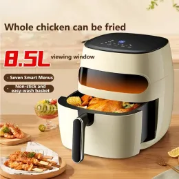 Fryers 8.5L Air fryers household multifunctional electric fryer smart household touch large capacity oilfree smoke visual fryer oven