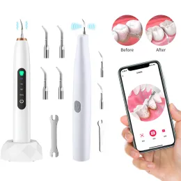 Temizleyiciler Görsel Ultrasonik Dental Elektrikli Scaler, Kamera LED Işık Hesapı Plak Plak Leke Çıkartma Tartar Temizlik Diş Beyazlatma Aracı