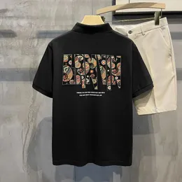 メンズポロストップメンズTシャツアルファベットポロシャツヘザーティーティーヒップホップ水彩プリントティークールオリジナルベーシック