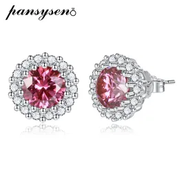 귀걸이 Pansysen 새로운 트렌디 100% 925 스털링 실버 VVS1 1 CT Real Moissanite 여성 스터드 귀걸이 파티 파인 보석 선물 선물 드롭 배송