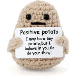 Tasca per abbraccio di patate energetiche positive mini bambola in lana peluche fatta a mano con carta divertente Christams regalo per la casa decorazione 240418