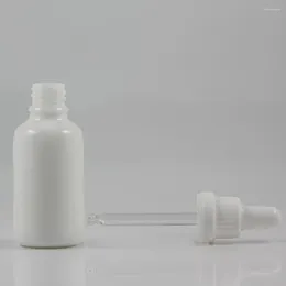 Storage Bottles 30ml Cosmetic Bottle Opal White Glass Dropper For Liquid Foundation Packaging