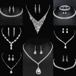Ценные лабораторные ювелирные изделия из бриллиантовых ювелирных изделий Серьмы стерлингового серебряного свадебного ожерелья для женских свадебных украшений подарки G9ON#