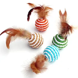 Giocattoli 4 tipi di sisal colorato sisal sfera interattiva gatto giocattolo per compagni di allenamento gatto cat cat cat cat cat gatto palla giocattolo a colori casuali