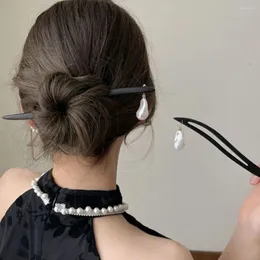 Clip per capelli Antique per perle perle a catena a sospensione clip semplice in stile cinese Hanfu Hairpin in legno per donne Accessori per ragazze