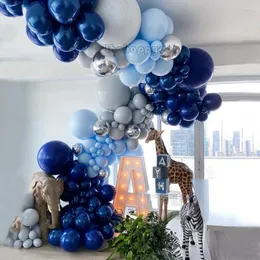 Party -Dekoration Jungle Geburtstag Balloons Marine Blue Ballon Arch Macaron Metallic Silbergrau Hochzeit Babyparty -Dekorationen