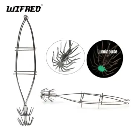 Accessori Wifreo in acciaio inossidabile ombrello a doppio strato ombrello luminoso gancio oltopus gancio gancio di seppia gancio gancio di pesca di pesca per pesca di mare