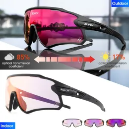 Sonnenbrille SCVCN Rotblau Photochrom Sonnenbrille für Männer Cyclbrillen Fashion Style Eyewear Schutz UV400 Klassische MTB Road Bike Eyewear