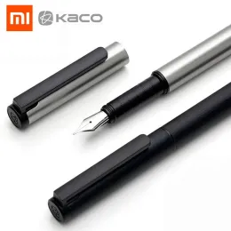 Pens Xiaomi kaco Black Fountain Pen with Ink Bag Storage Box Case 0.5mm F Nib Metal Inking Pen for Writing Signing Pen