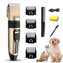 クリッパーズドッグヘアクリッパーター電気ペット犬クリッパーグルーミングトリマーセット用ウサギコードレスUSB充電式ペットシェービングマシン