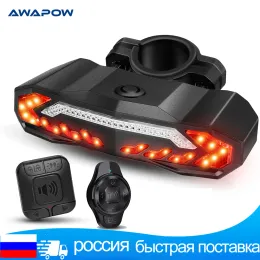 Lights Awapow Bicycle Alarm Anti Theft Bike Taillight Alarm USB Rechargeable LED Waterproof Tail Light Automatic Induction Bike Lamp