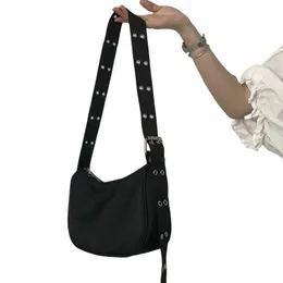 Fi Nyl Umhängetasche Frauen Einfache schwarze Tasche Neue Crossbody -Tasche Feste Farbhandtasche Designer Achselbeutel Bolso O7WQ#