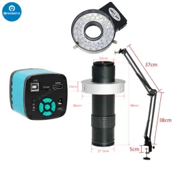 Lens 48MP 4K 1080P HDMI USB Industrial Video Digital Microscope Camera 1130X Zoom C Mount Lens Cantilever Stand for Repair Soldering