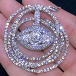 Necklaces Hip Hop Men Women Coupon Jewelry Iced Out Bling 5A Cubic Zirconia CZ Lucky Turkish Evil Eye Pendant Necklace