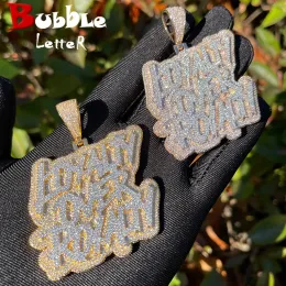 Halsketten Bubble Letter New Iced Out Bling CZ Loyalität über Lizenzgebühren Anhänger Halskette Kubikzirkonia Zwei -Ton -Farben Charme Männer HipHop Schmuck Schmuck