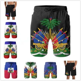 Wappen Haiti Country Flagge Klassische Herren Schwimmstämme Strandshorts mit Taschen 240410