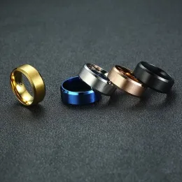 Bands Vnox Classic Herrenringe 8mm Edelstahlband in schwarzer rosarioden Goldblau Einfacher mattes Oberflächenmännchen Männlicher Schmuck