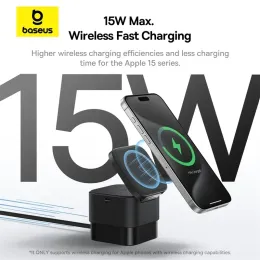 Laddare Baseus 25W 2 i 1 magnetiskt trådlöst laddningsstativ 15W Fast Charging Dock Station Desktop Stand för iPhone15 14 13 12