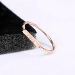 Группы Юн Руо 316 L Титановые стальные ювелирные изделия шикарные квадратные годовщины годовщина пара кольцо кольцо розовое золото.