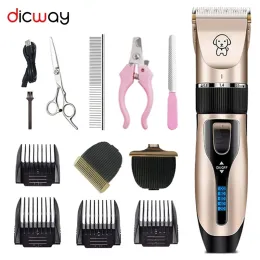 Clippers Dicway Dog Clippers Elektrische Haustierkatzen Haare Clipper -Tiere Pflege Haarschnittschneider Rasierer Trimmer Set Professionell wieder auflösbar