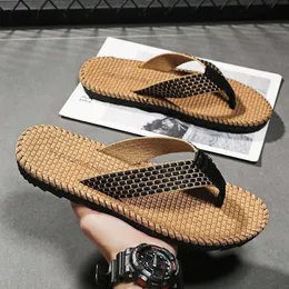 Pantofole 2024 sandali uomini indossano eleganti flip flip flipflops sandali da spiaggia con area morbida estate da donna in erba rattan da donna in casa di lino antimanello