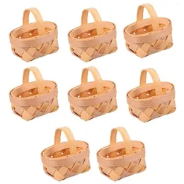 Jewelry Pouches 8PCS Mini Woven Baskets With Handles For Party Favors Crafts Decor Po Prop