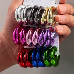 Brincos 3 par/conjunto de colorido metálico acrílico brincos de argola de cshape rodo