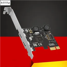 محول PCIE USB إضافة على بطاقة PCI Express X1 إلى USB 3.0 5 جيجابت في الثانية 2Port Type C Card Card Hub Controller