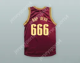 Custom Nome Nome Nome Mens Youth/Kids MGK 666 rap Devil Maroon Basketball Jersey Cucite S-6XL