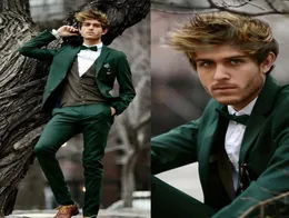 New Dark Green Men ternos para o noivo do casamento Tuxedo 2018 calças blazer de duas peças entalhadas com lapela de lape de lapela 9783624