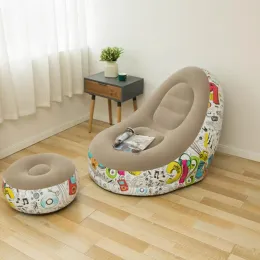 Equipamento portátil de sofá preguiçoso dobrável reclinável sofá -cama ao ar livre com pedal confortável mamando o revestimento de pilha de cadeira de sofá único