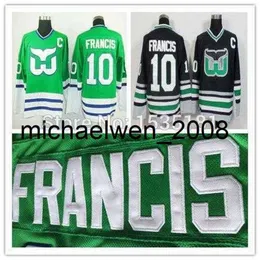 Kob Weng 2016卸売CCM Ron Francis Jersey＃10 Home Green New Black Old Style Vintage Stitched Ice Hockey Jerseys C P