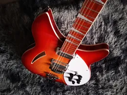 E-Gitarre glänzende Kirschrot 12 Saiten 360 halbwolke weißer Pickguard