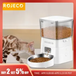 Control ROJECO 2L Automatic Cat Feeder WIFI Smart Pet Food Dispenser For Dry Food Dogs Kibble Dispenser With Remote Control Accessories