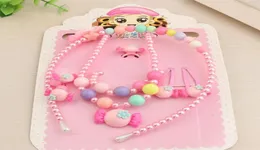kids pearl jewelry set ring bracelet pendant necklace hairpin hairband headband cartoon cute beaded hair accessories birthday gift9627043