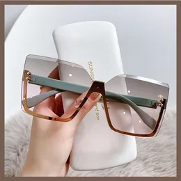 2022 New Style Half Frame Metal Fashion Slim Women's Sunglasses UV Protection Glasses