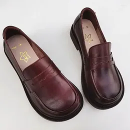 Sıradan Ayakkabılar Bahar 2024 Geniş Toe Loafers Kadınlar Orijinal Deri Cowhide Orijinal Tek Düz Yumuşak Sole