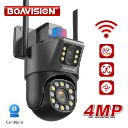 Kameras 4MP Outdoor WiFi Camera Dualens Duals Doppelscreens PTZ -Kamera und Festpunktkamera AI Human Auto Tracking Two -Wey Audio Camhipro