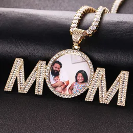 DIY Fashion Hip Hop Medal Mom Pendant och Sier Rose Gold Photo Frame Necklace Sublimation Jewelry