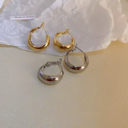 Серьги Goldcolor Silvercolor круглые серьги для женщин классические геометрические серьги -обручи минималистские коренастые серебряные ювелирные украшения