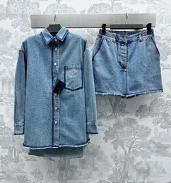24 Frauenfellkanten -Denim -Hemd, Jacke, Shorts Set, Single Wear Jacke, All Twill Cotton Denim Material 422