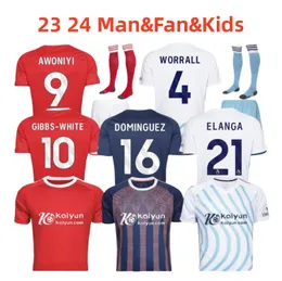 23 24 Fans Nottingham Soccer Jersey Grabban Johnson Surridge 2023 2024 Uomini per bambini Forest Awoniyi Ameobi Menten Krovinovic Zinckernagel Lingard Shirt